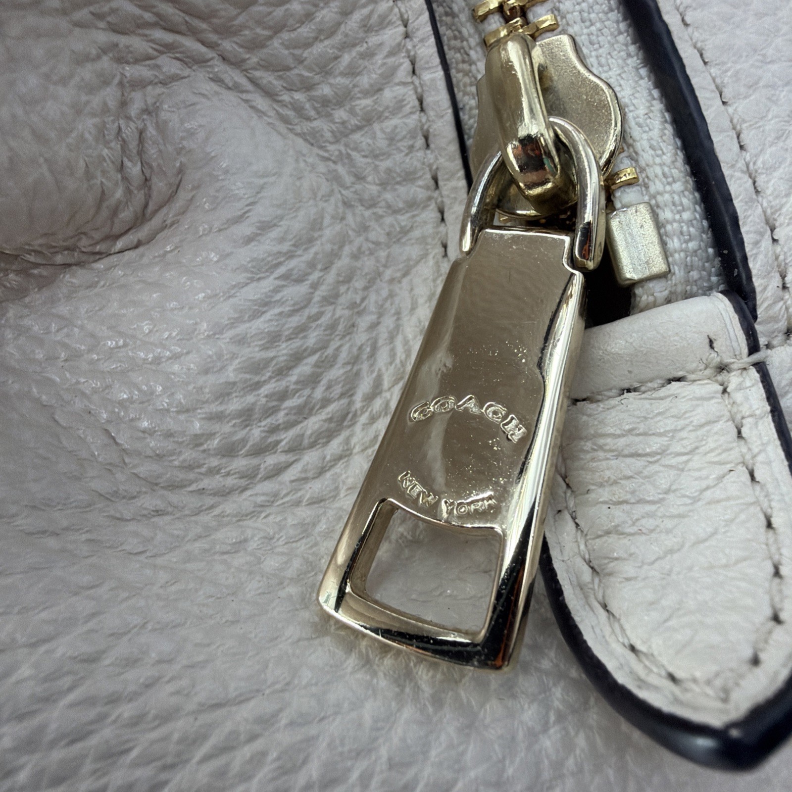 Coach Madison Phoebe Shoulder Bag Bone Pebbled Leather F35723 Compartments 3 Zip