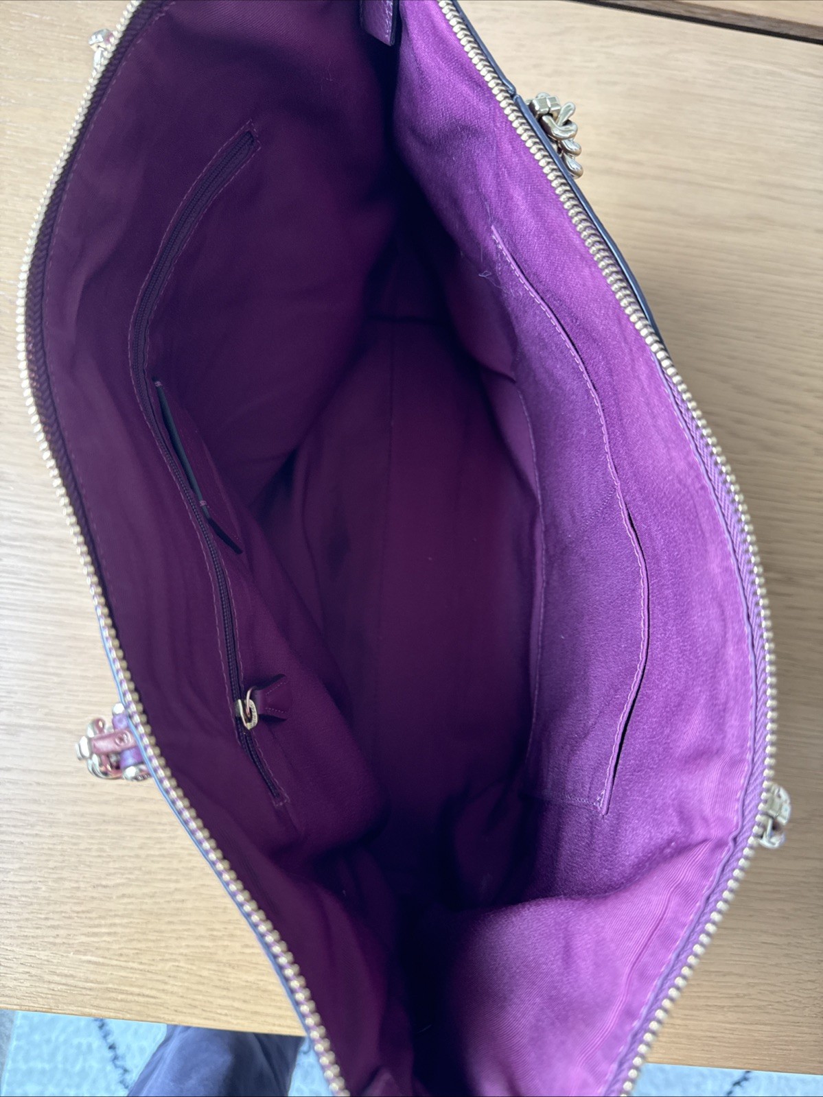 Coach Pebbled Leather Ava Chain Tote Dark Berry with Gold Hardware Style F87775