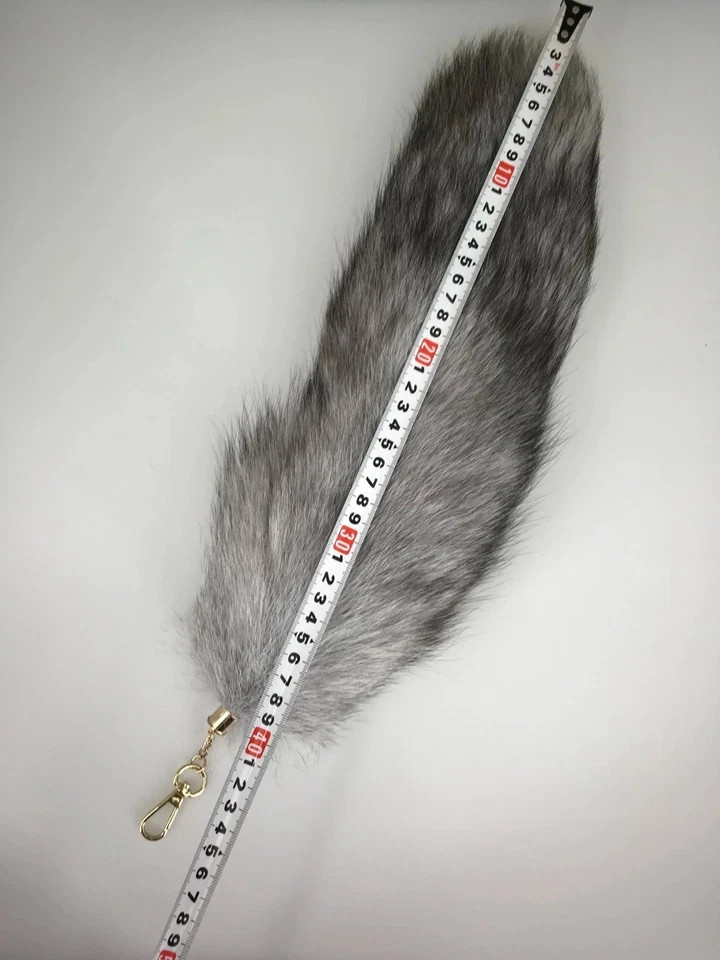 16″-18″ Real Fox Fur Tail Keychain Bag Charm Furry Pendant Costume Cosplay Toys