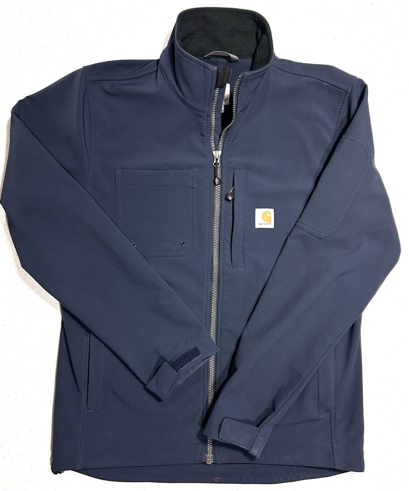 Carhartt Rough Cut Soft Shell Work Jacket Coat Stretch Navy Blue Gray Zip • Med