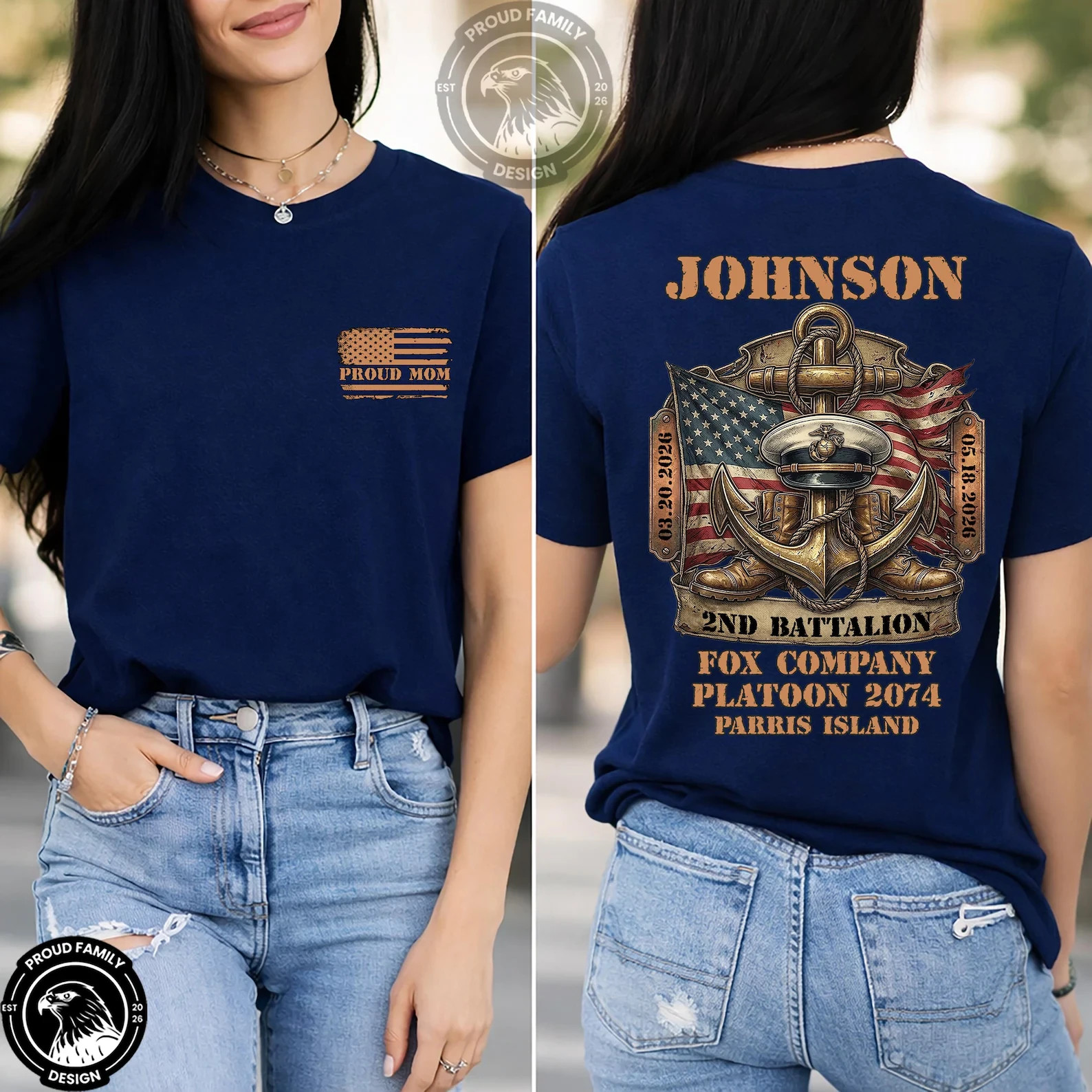 Custom US Marine Military Tshirt, Proud Mom Dad Sister Shirt Boot Camp Gradua