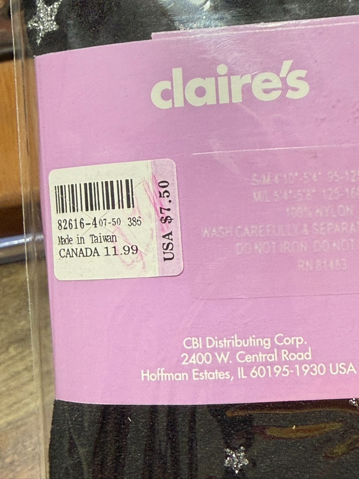 Claires Footless Tights Black Silver Glitter Stars Womens Size M L New