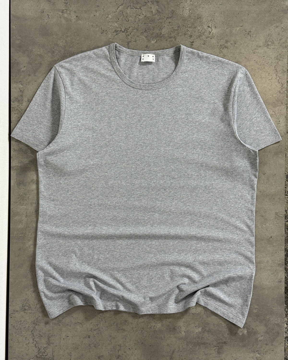 ASKET The T-Shirt Mens XXL Short Grey Melange 100% Organic Cotton Portugal