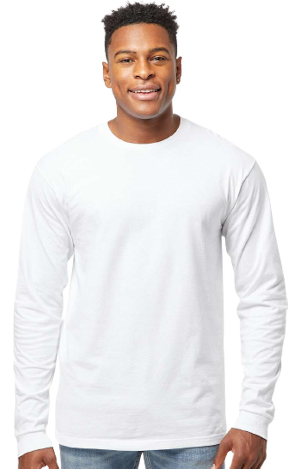 White Tultex Unisex Ringspun USA Jersey Long Sleeves T-Shirt – 291 (Large)