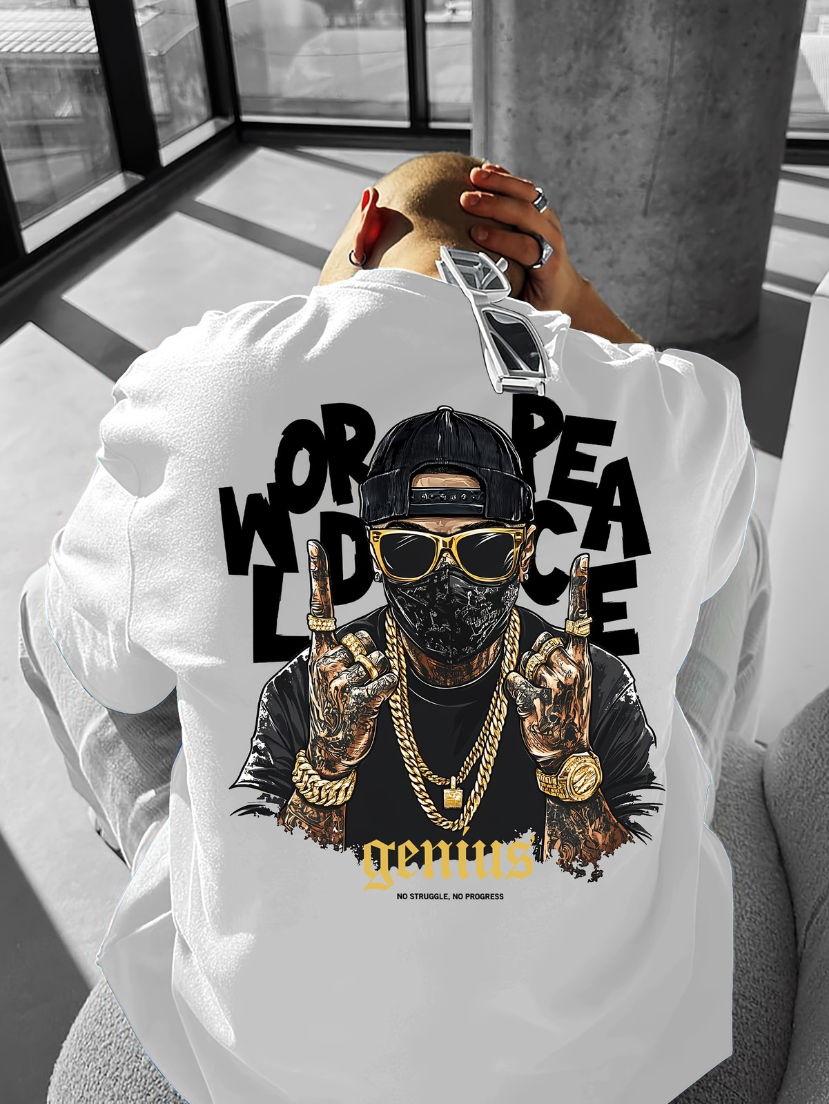 Mens Peace Sign Graphic T-Shirt Casual Crew Neck Short Sleeve Summer Streetwear