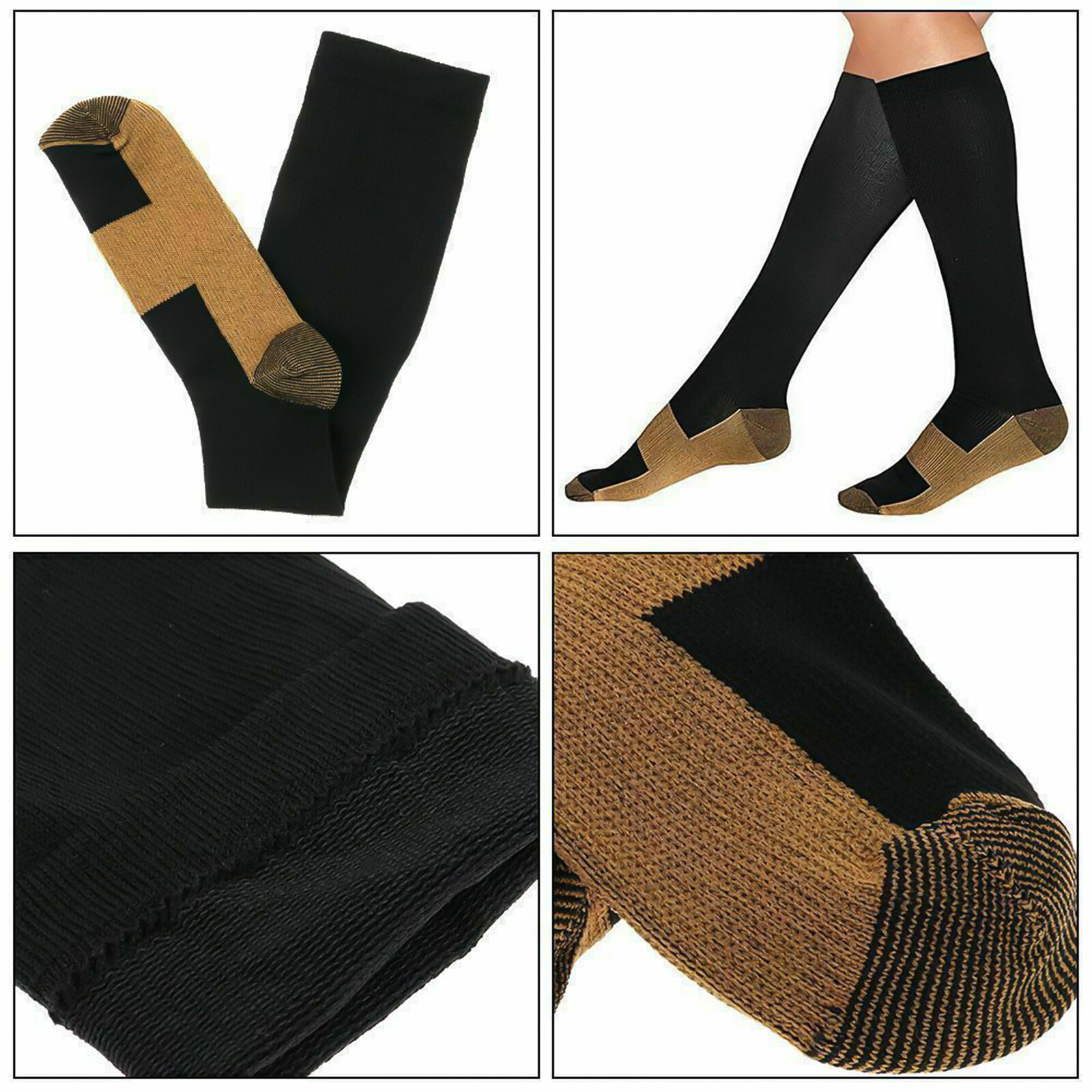 5 Pairs Copper Compression Socks 20-30mmHg Graduated Support Mens Womens S/M-XXL
