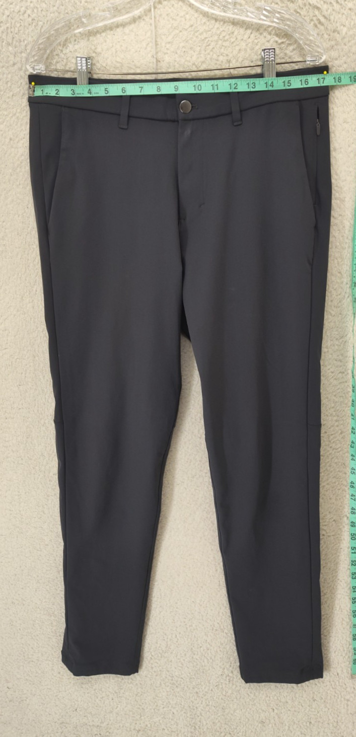 Lululemon Men Pants 33 Gray Poly Blend Straight Regular Fit Flat Front Chino