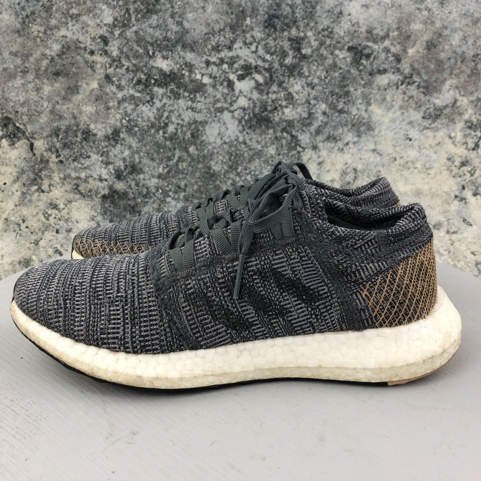 Adidas Men’s Size 8 PureBoost Go Grey Pale Nude Lace-Up Running Sneakers B37806