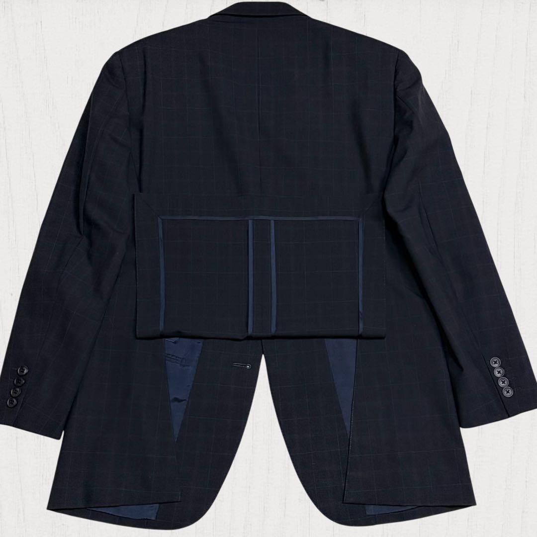 Burberry London Suit Set Men L Black Navy Plaid Wool Mohair 2B Jacket Pants