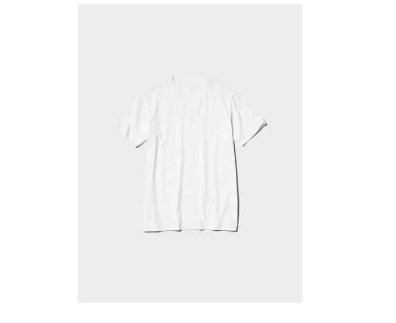 UNIQLO Dry Color V-Neck T-Shirt XS-4XL White/Black/Gray/Navy Men 475376 NWT 2025