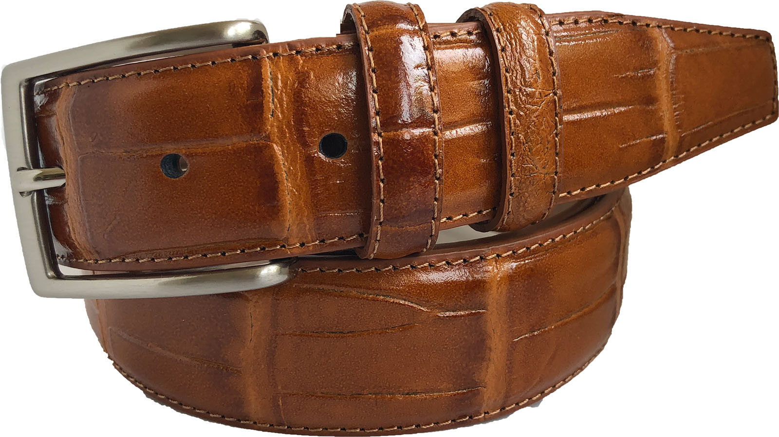 ITALIAN CROCODILE PRINT LEATHER BELT TAN BURGUNDY GREY BLACK BLUE BROWN 35MM