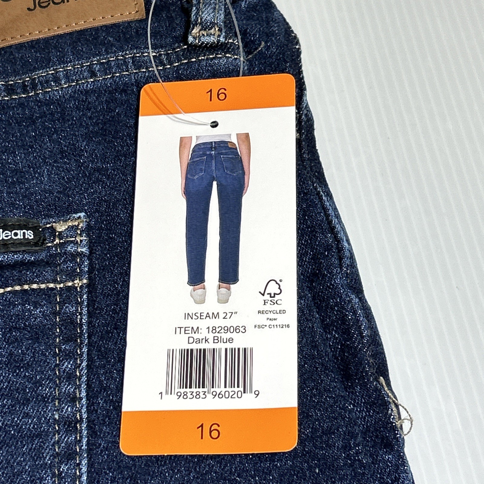 Calvin Klein Women High Rise Straight Leg Jean Size 16 Dark Blue #1829063 NWT