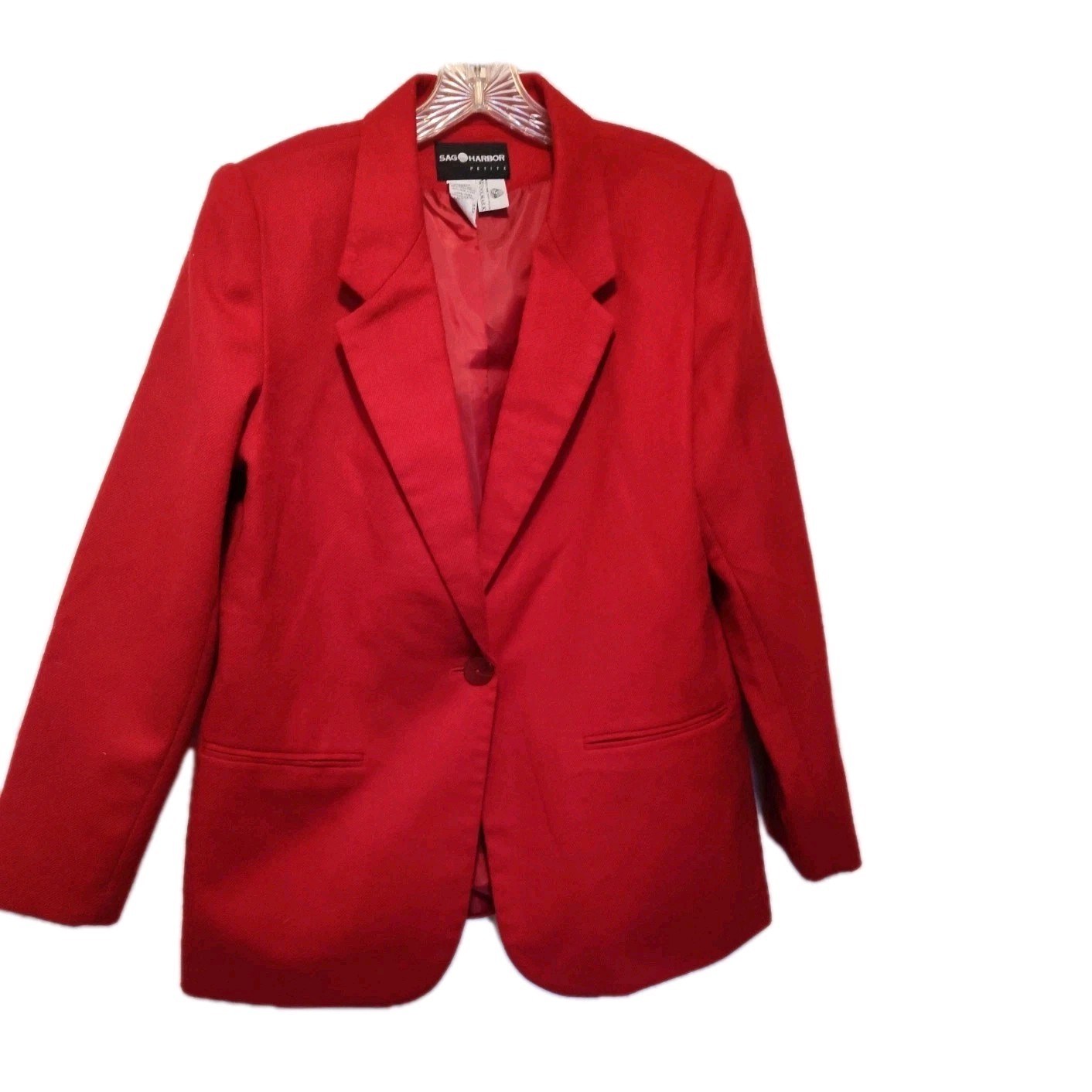 Vintage Sag Harbor 100% Wool 12 Petite Single Button Collared Lapel Blazer