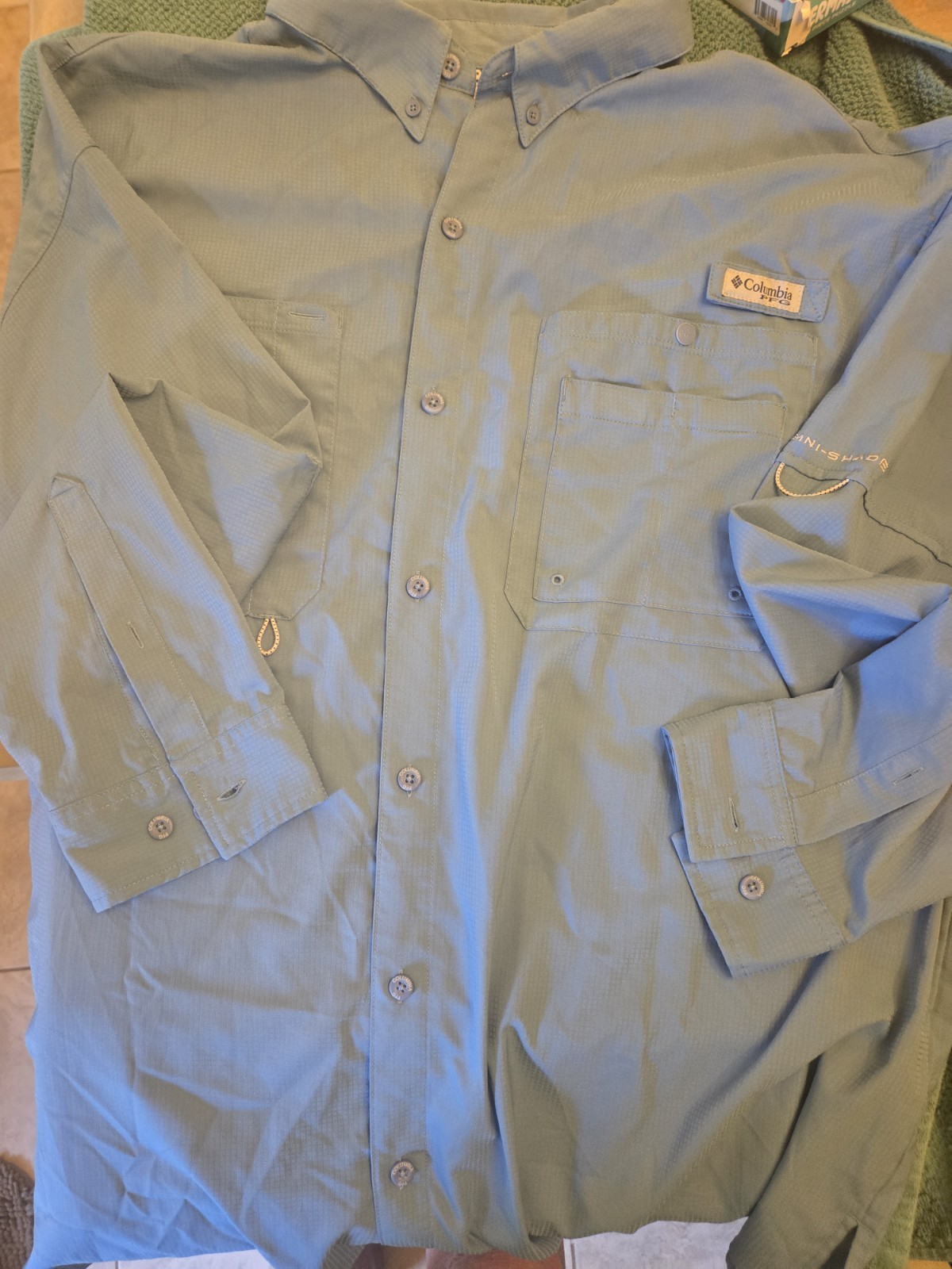 Columbia PFG Shirt Men’s XXL Blue Fishing Omni-Shade UPF Long Sleeve