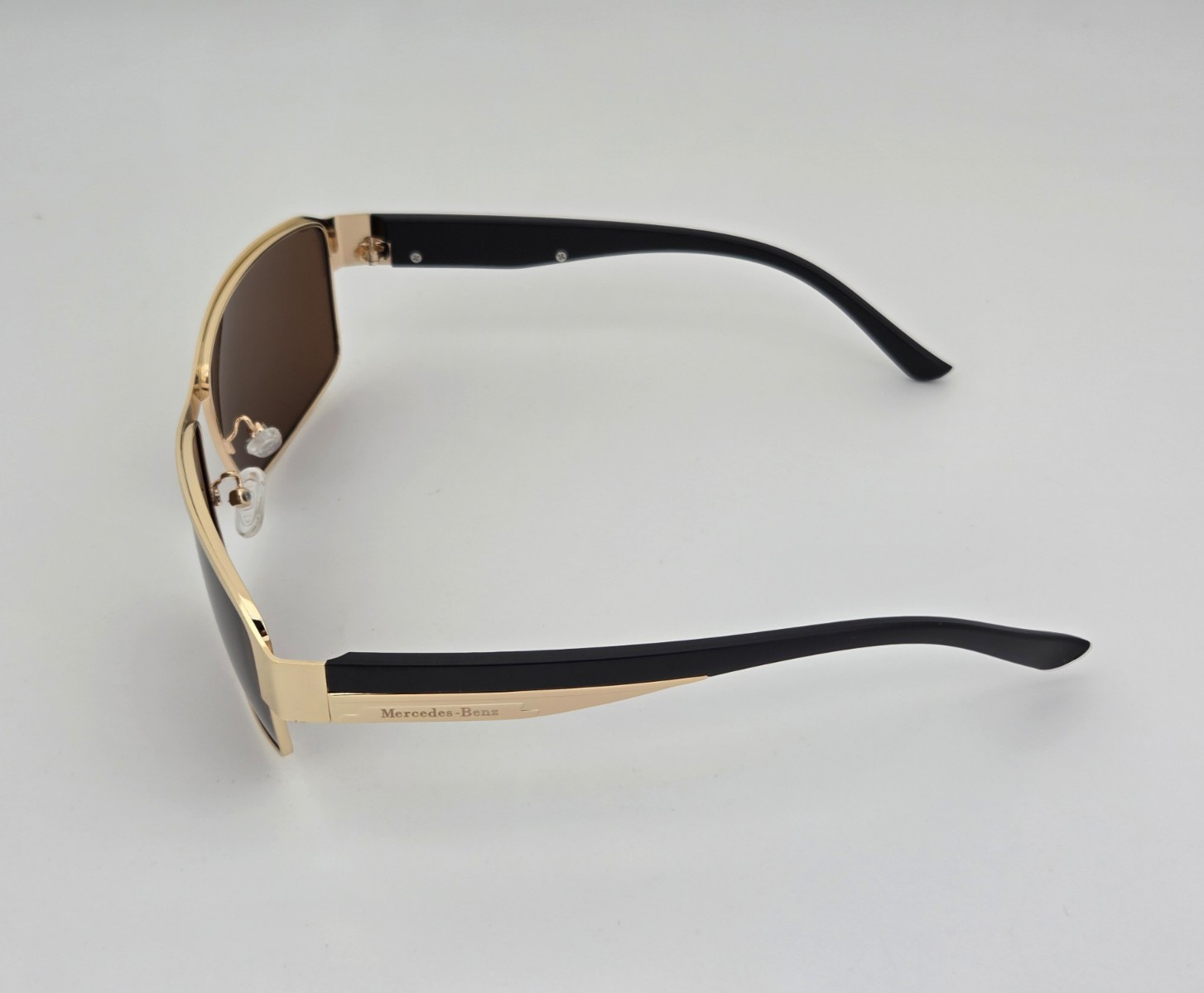 Polarized Mercedes Metal Rectangle Sunglasses Gold Frame Brown Lens MB32