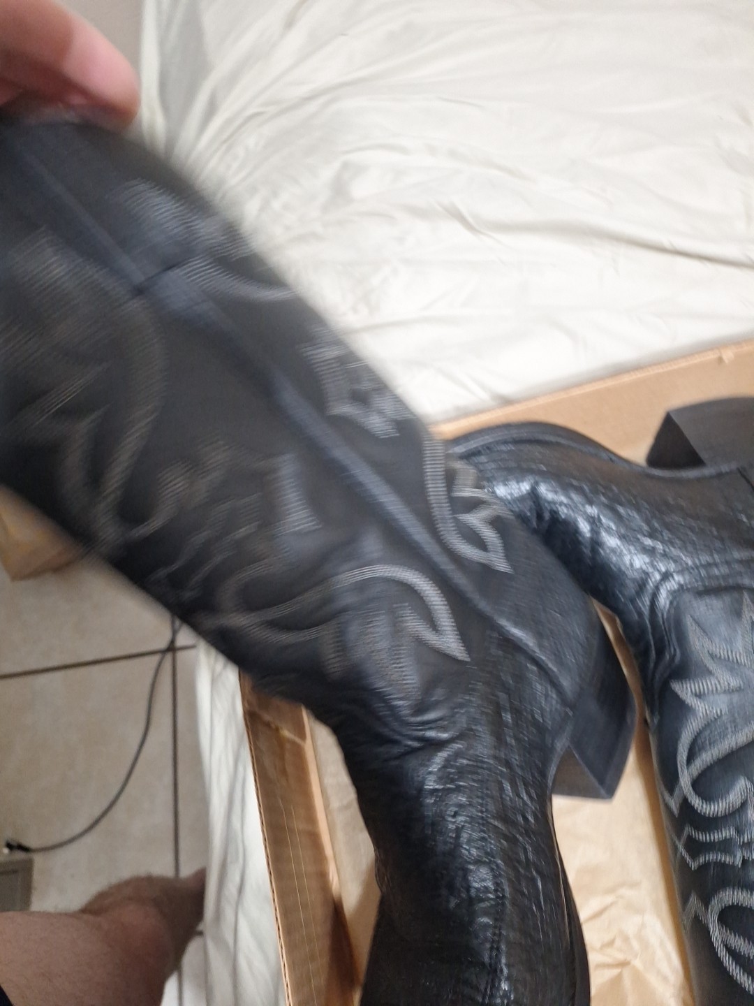J Chisholm Cowboy Boots 8D, Exotic Ostrich Leg Leather, Excellent. Handmade USA