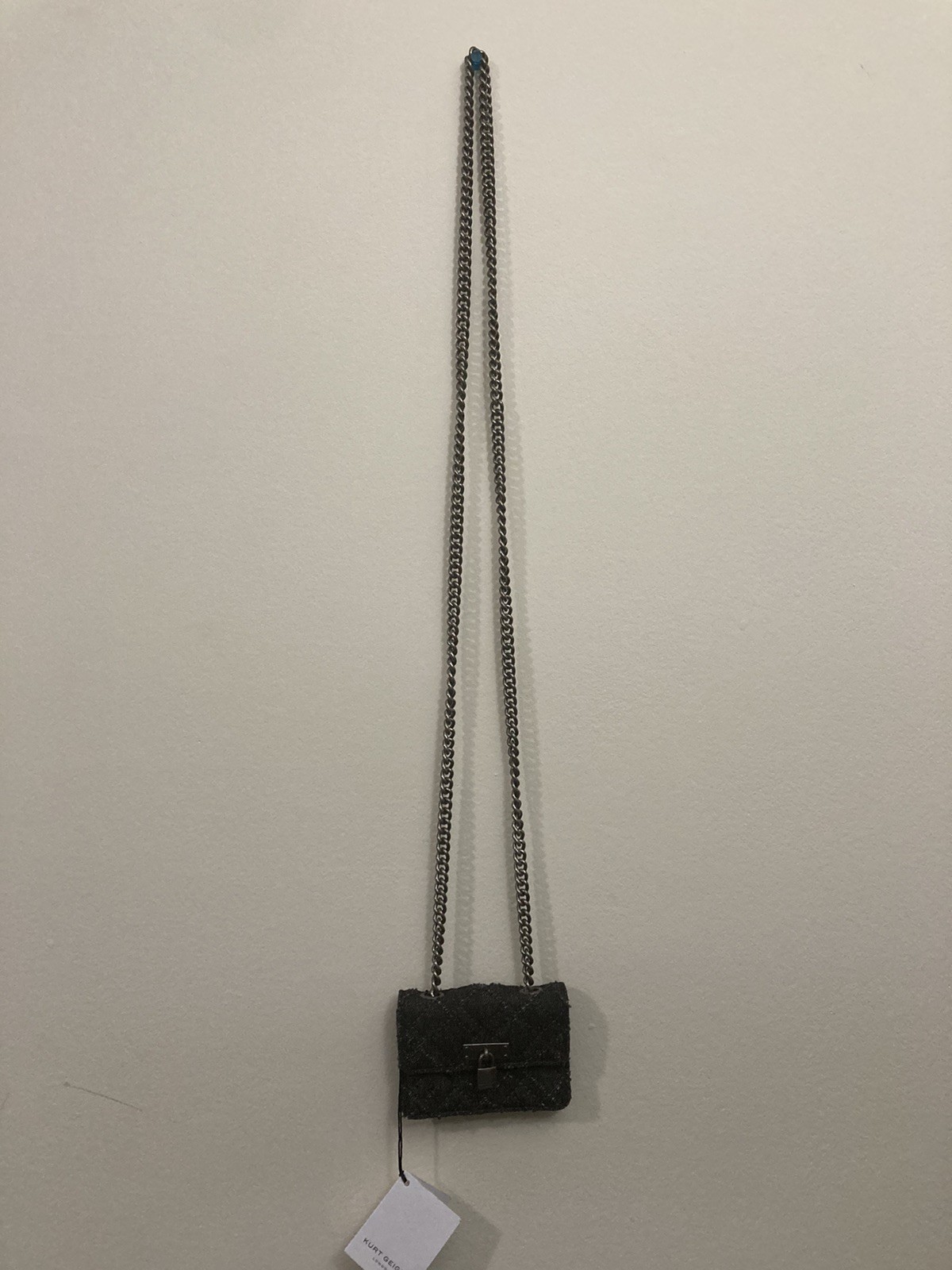 Kurt Geiger London Mini Brixton Denim Black Lock Bag Crossbody with Tag