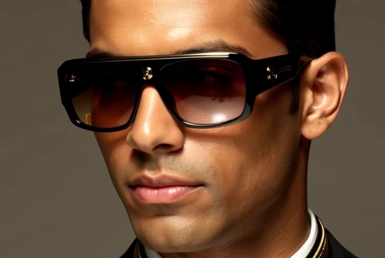Oversized Square Kleo Lion Head Medallion Flat Top Sunglasses Lentes Shades