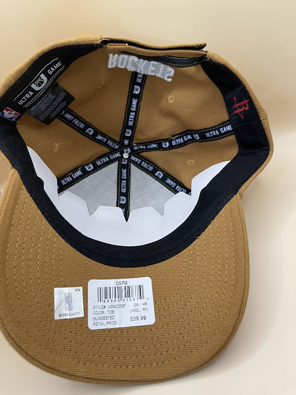 Houston Rockets NBA Ultra Game Adjustable Strapback Hat Mustard Brown OSFM
