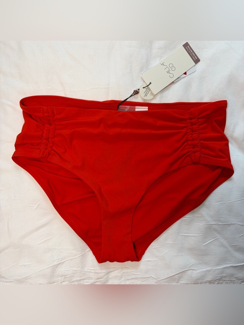 NWT CALIA Ruched Bikini Bottoms in Deep Red, Medium