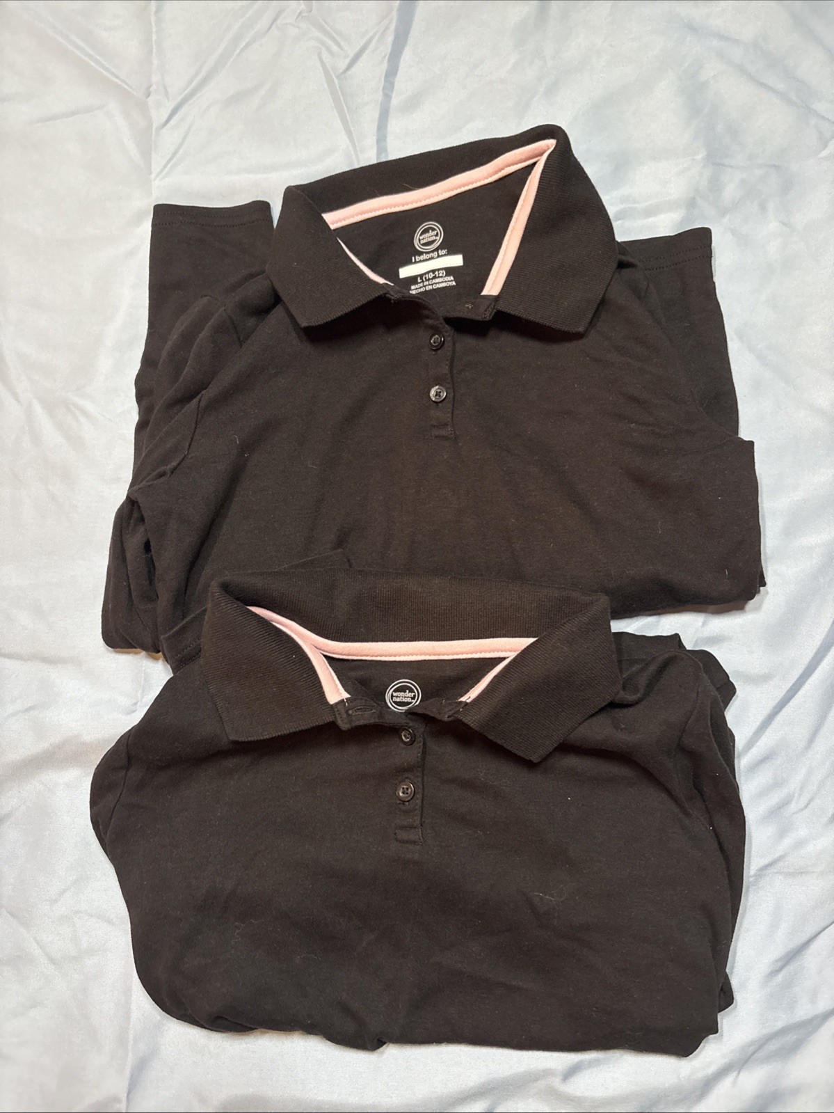Girls 2 Wonder Nation Long Sleeve Black Polos Size Large(10/12)