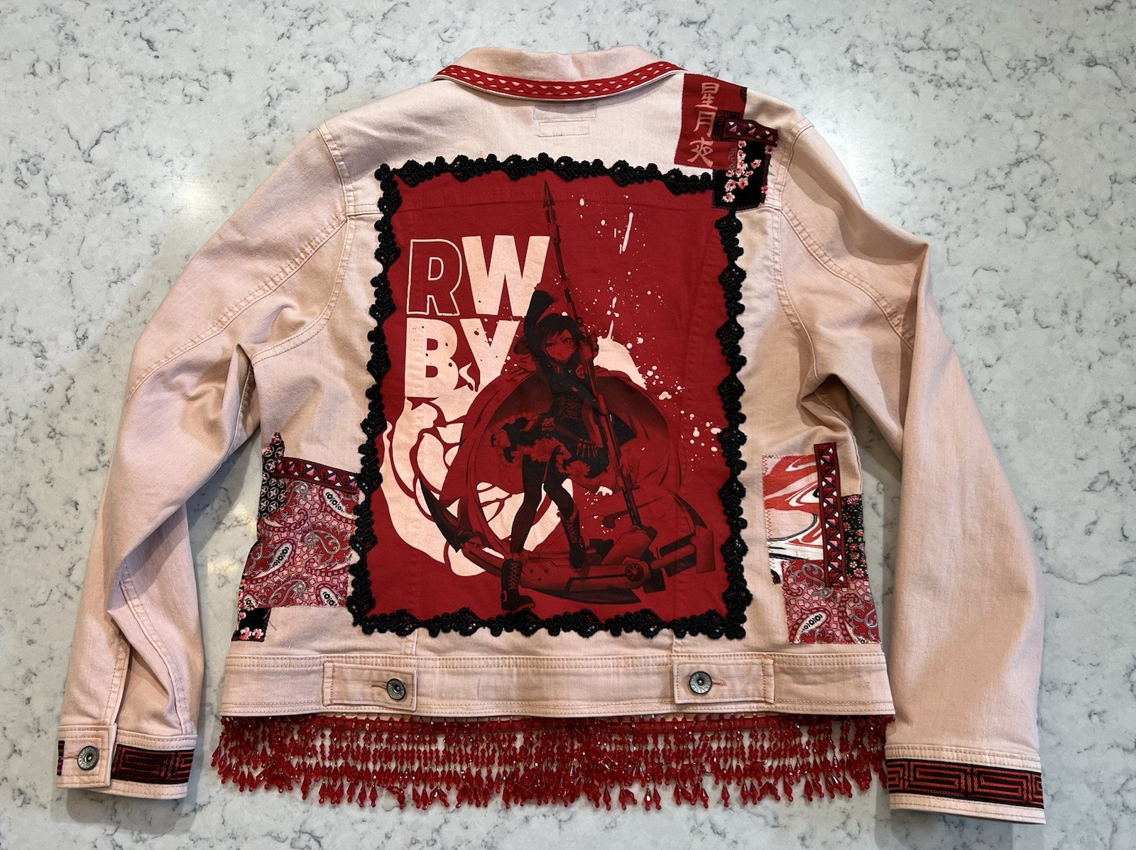 RWBY Anime Custom Patchwork Jean Jacket