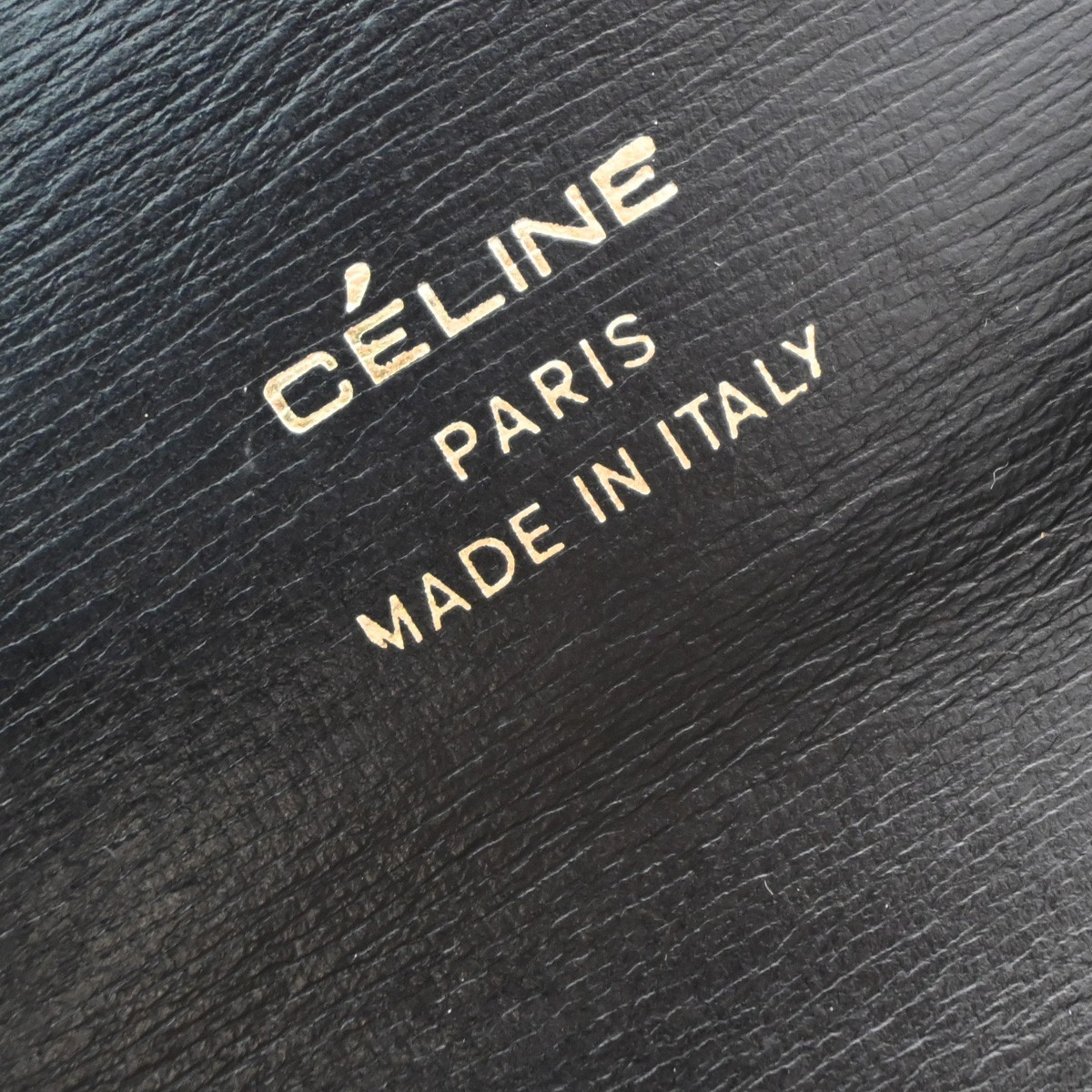 CELINE PARIS Logo Horse Carriage Shoulder Bag Leather Black Gold Italy 38KP606