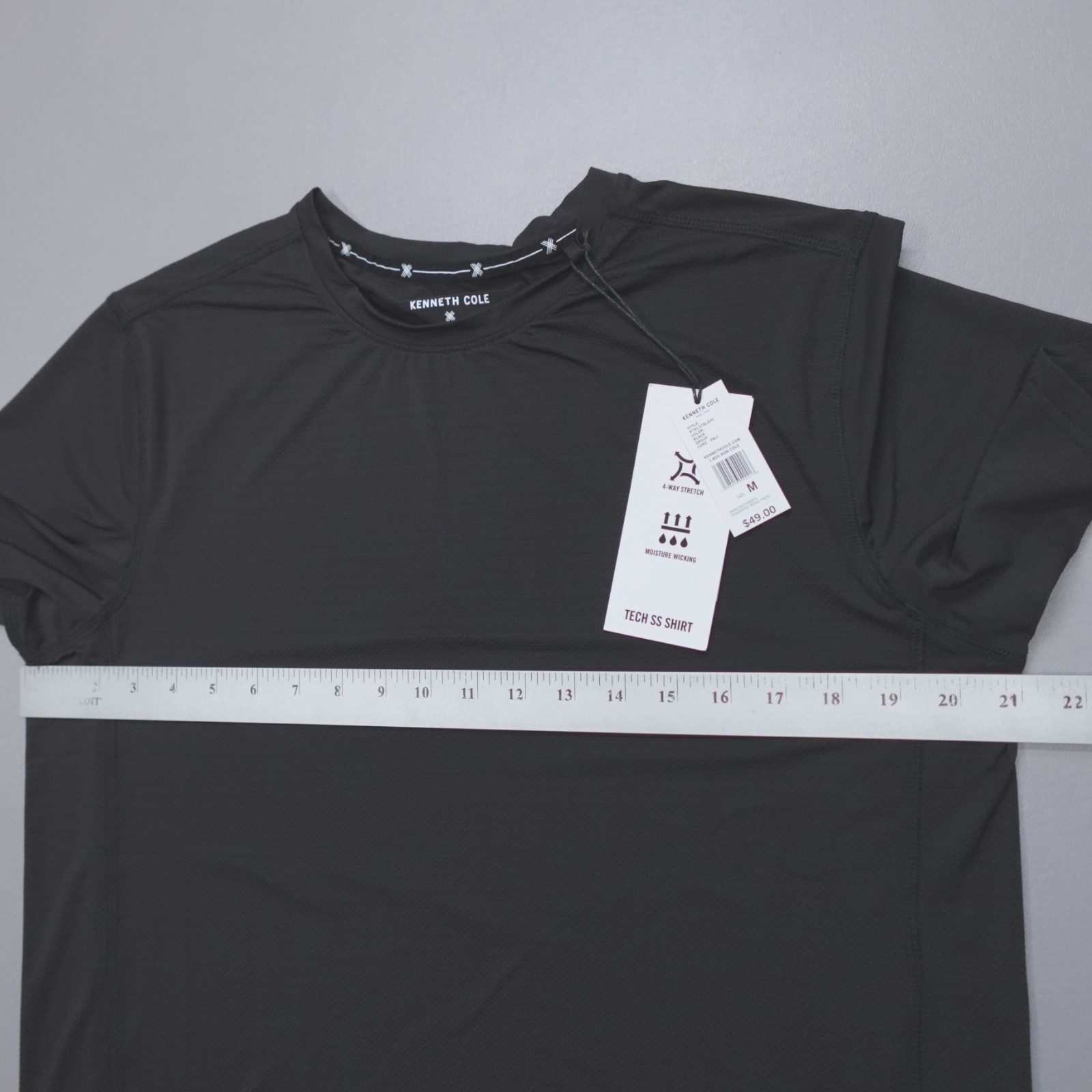 Kenneth Cole Men’s Tech SS Shirt Silky Mesh Stretch Wicking Soft Black