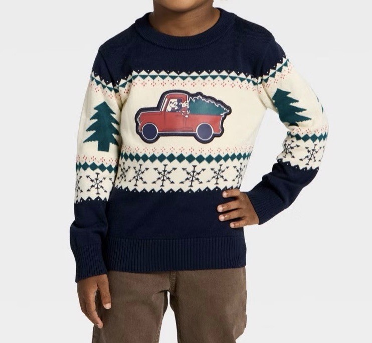 Disney Mickey Mouse Christmas Knit Sweater Red Truck Tree Holiday Toddler 4T