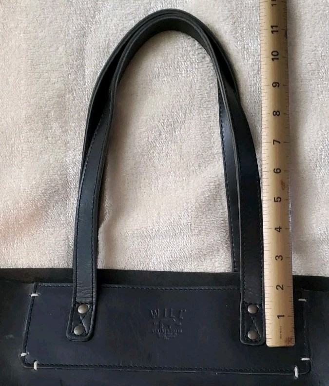 XLarge Will Leather Goods BLACK GENUINE LEATHER SHOULDER BAG HANDBAG PURSE TOTE