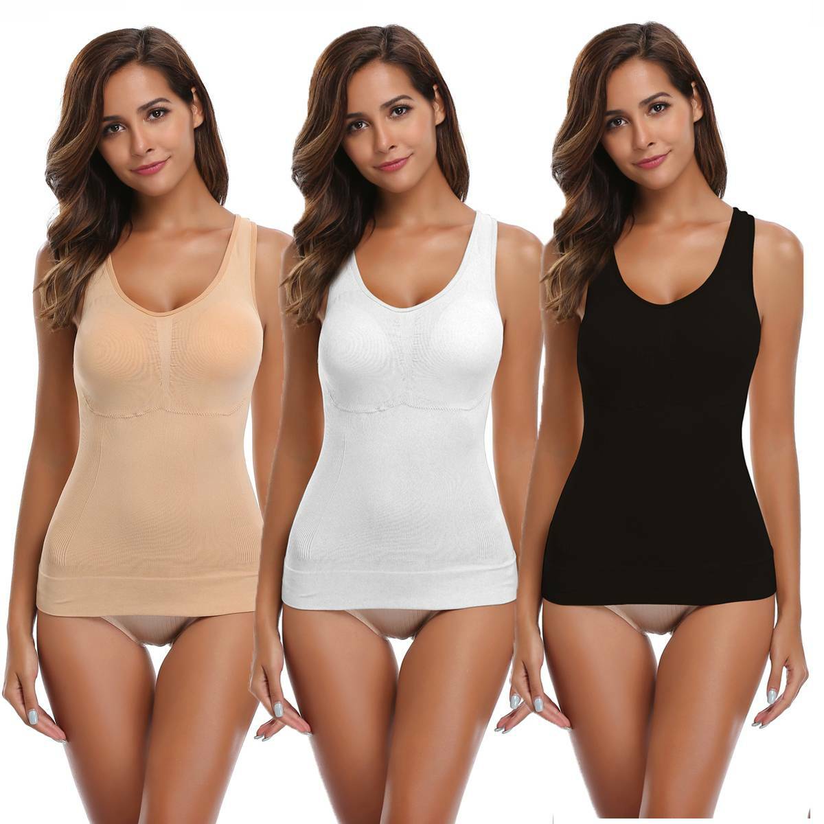 Women Compression Vest Tank Top Seamless Body Shaper Camisole Basic Cami T-Shirt