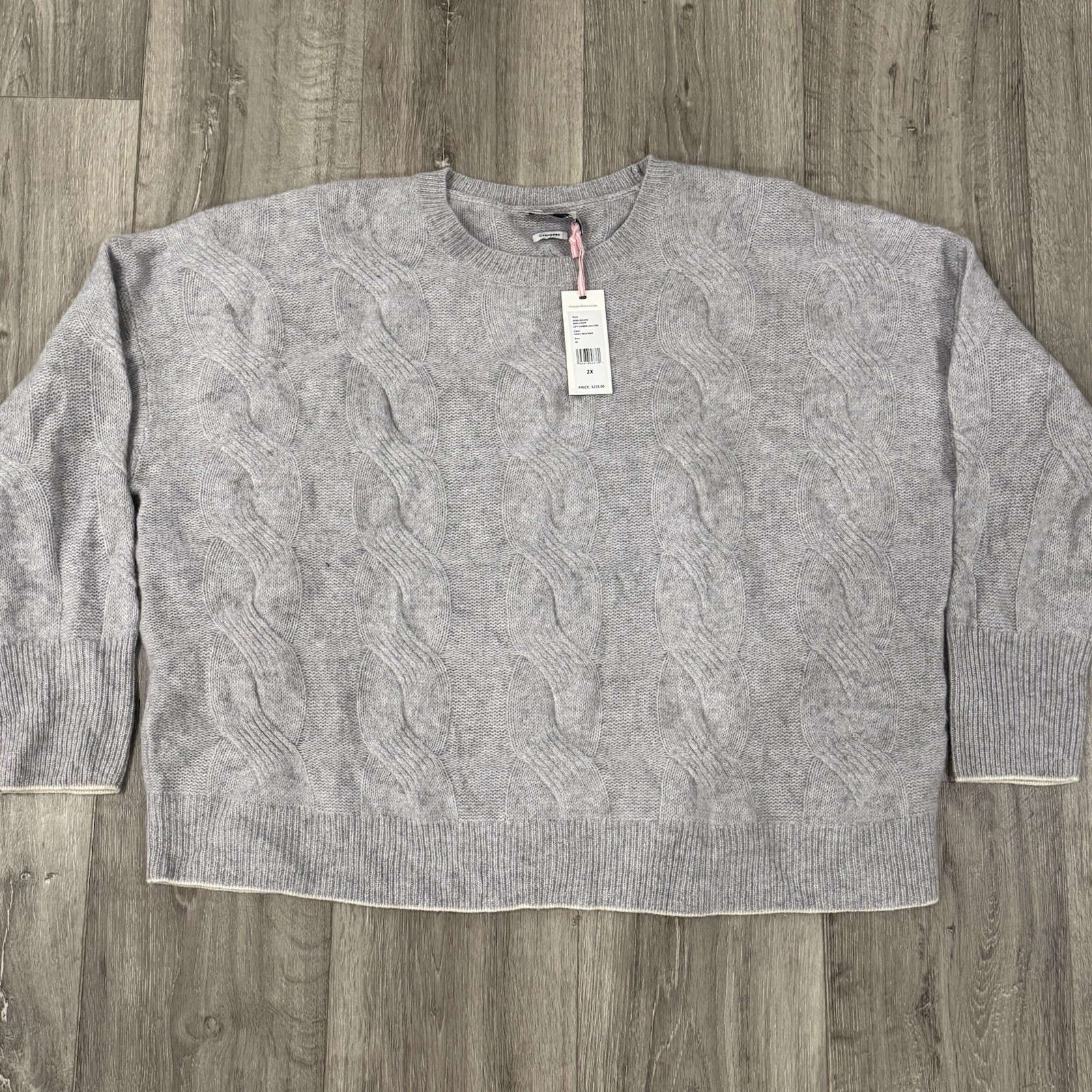 VINEYARD VINES WOMEN’S CASHMERE SWEATER SIZE 2X Gray New With Tags MSRP 228