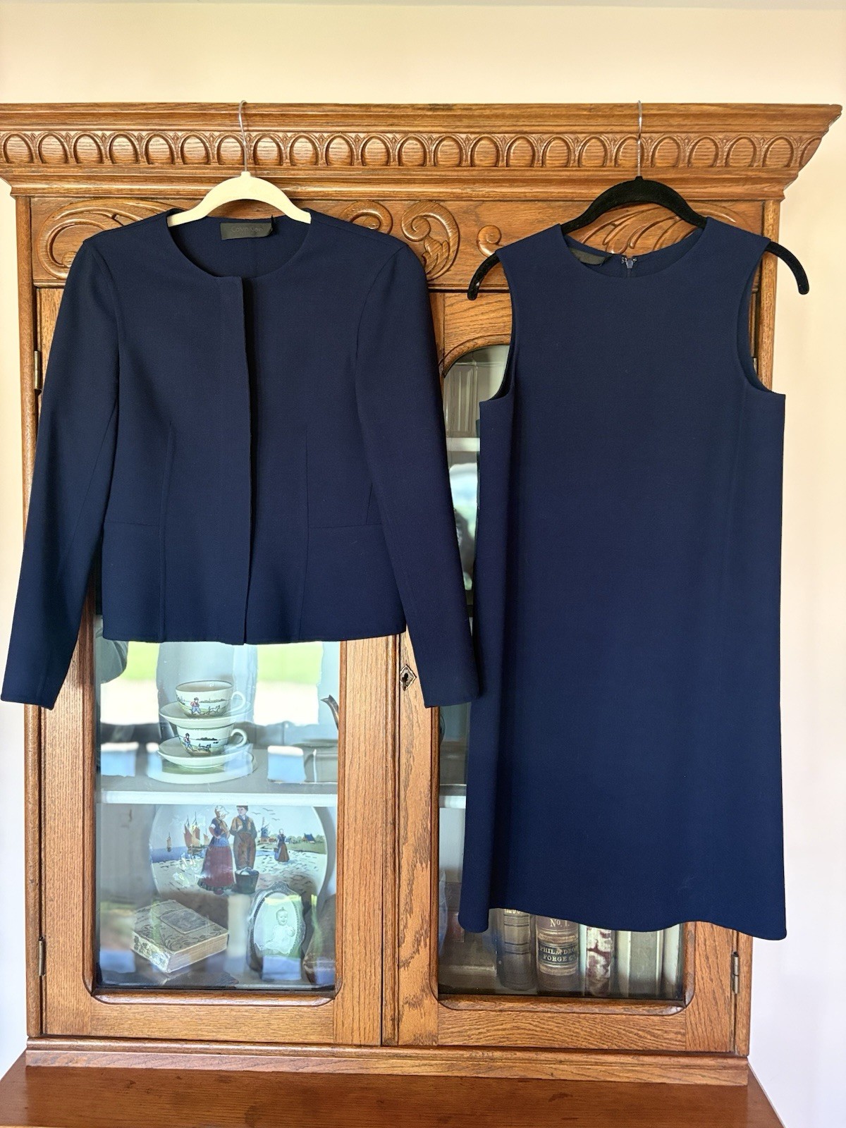 VINTAGE 90s CALVIN KLEIN COLLECTION ITALY 2 PIECE DRESS/JACKET MINIMALISM CBK