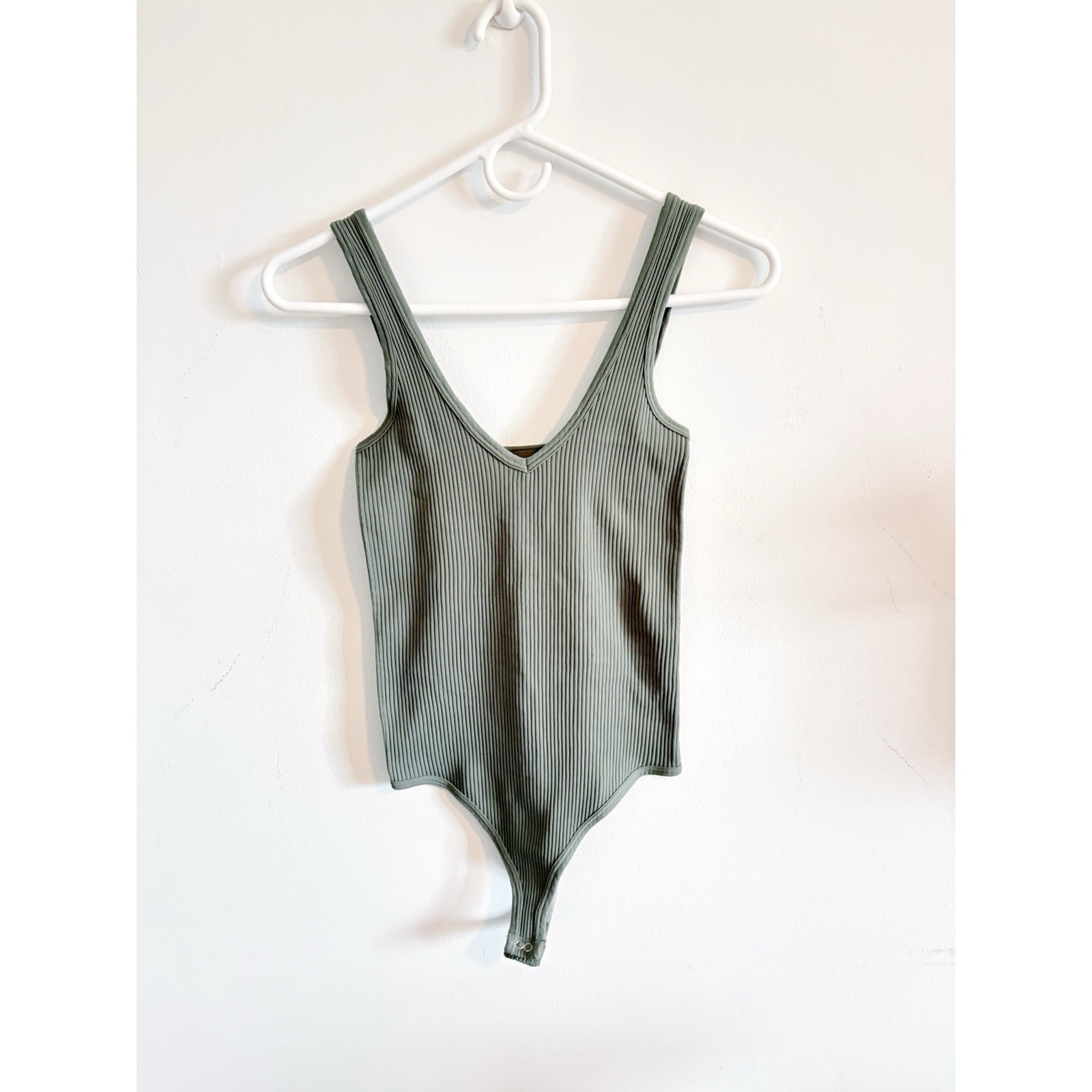Free People Sage Green Ribbed Bodysuit EUC SIze XS/S