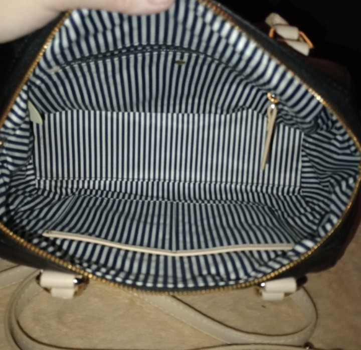 Kate Spade Catherine Street Pipa Leather Satchel Bag Black/Beige
