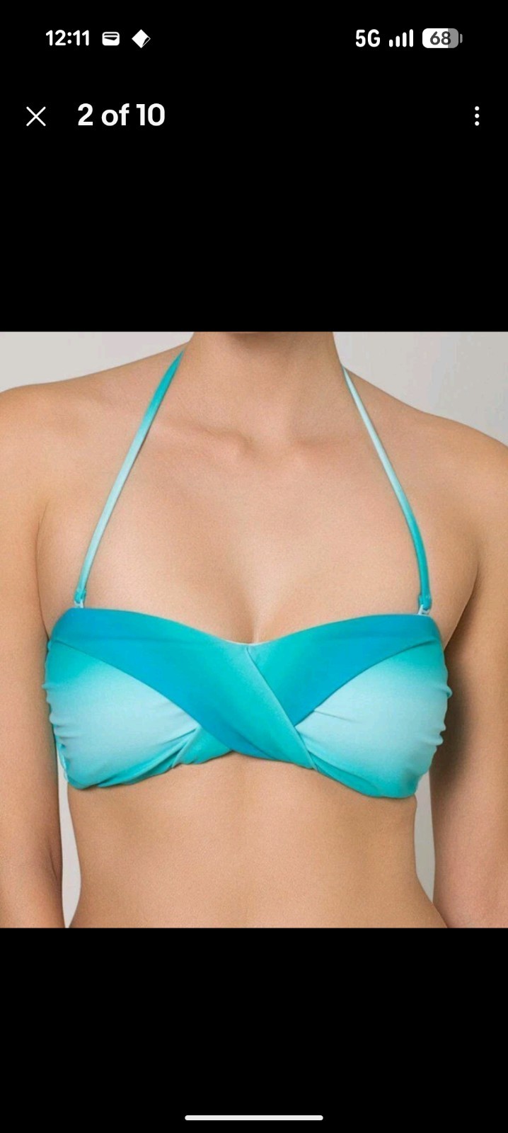 Seafolly Bikini Top Womens Ombre Seychelles Bandeau Size 14 New Tags RRP $89.95