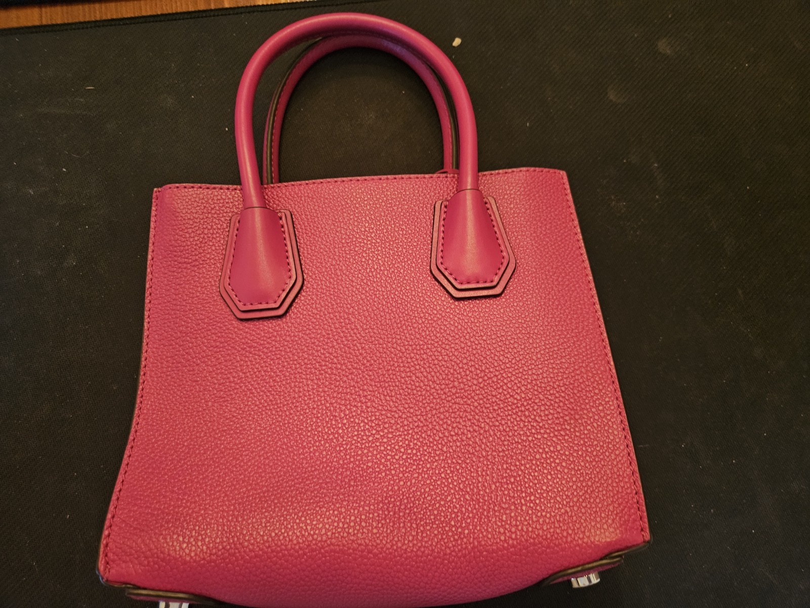 Michael Kors Pink Pebbled Satchel Bag with Zipper, Logo, Strap Accent & Dust Bag