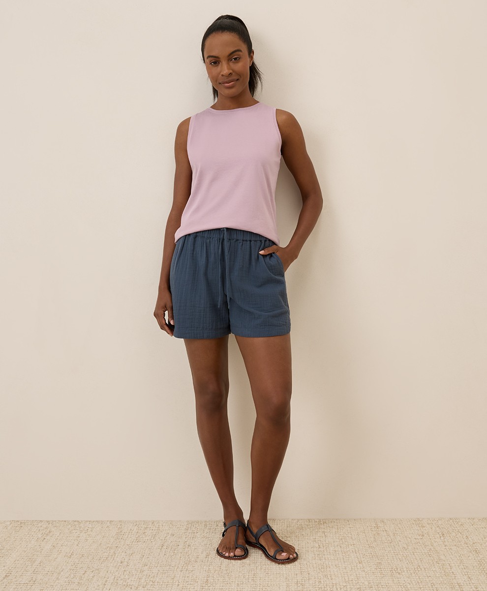 Pact Women’s Softspun High Neck Tank Top Small Lavender Haze Stretch Comfortable