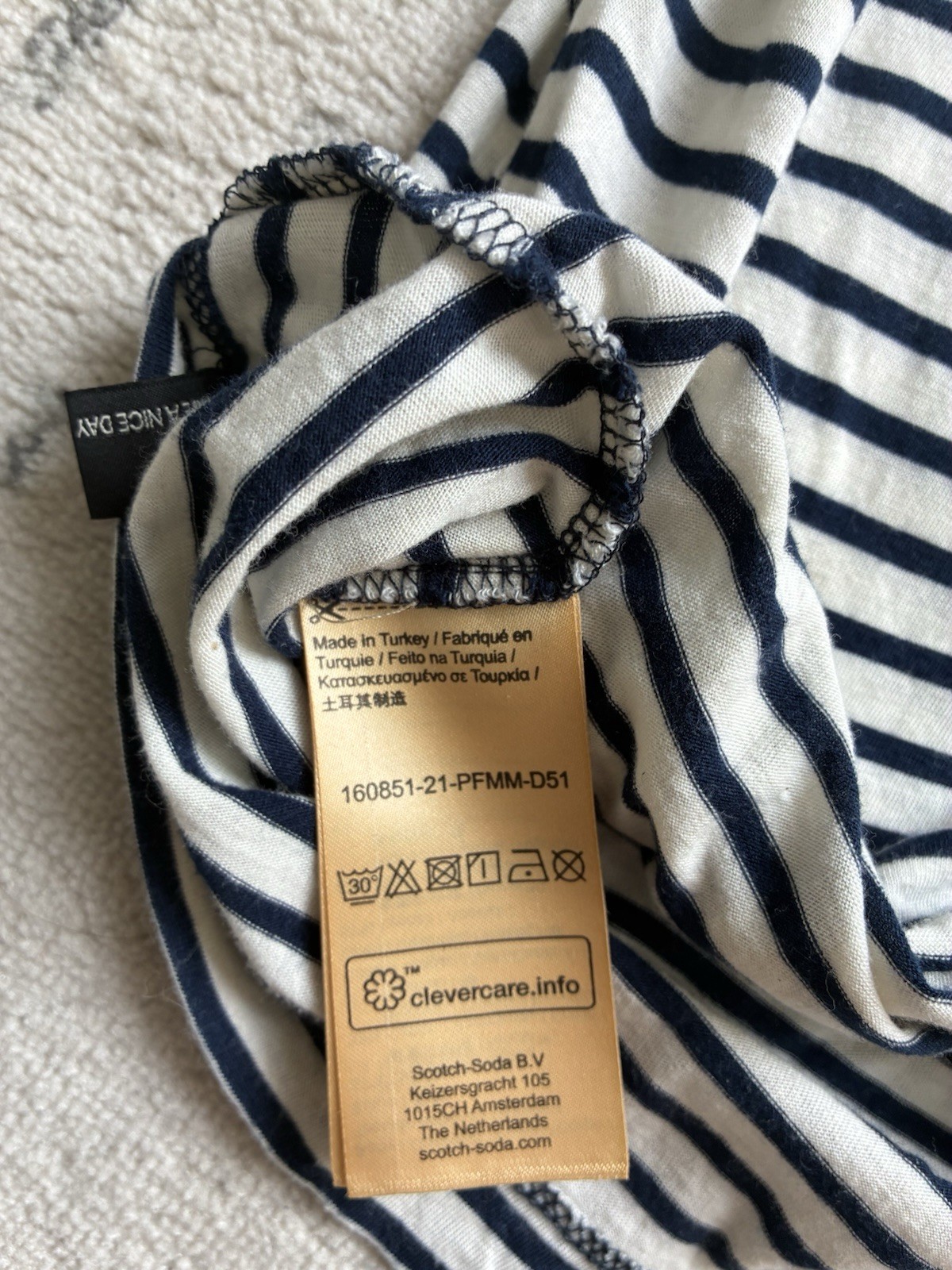 Scotch & Soda T-Shirt Men’s Blue White Striped Organic Cotton Size M