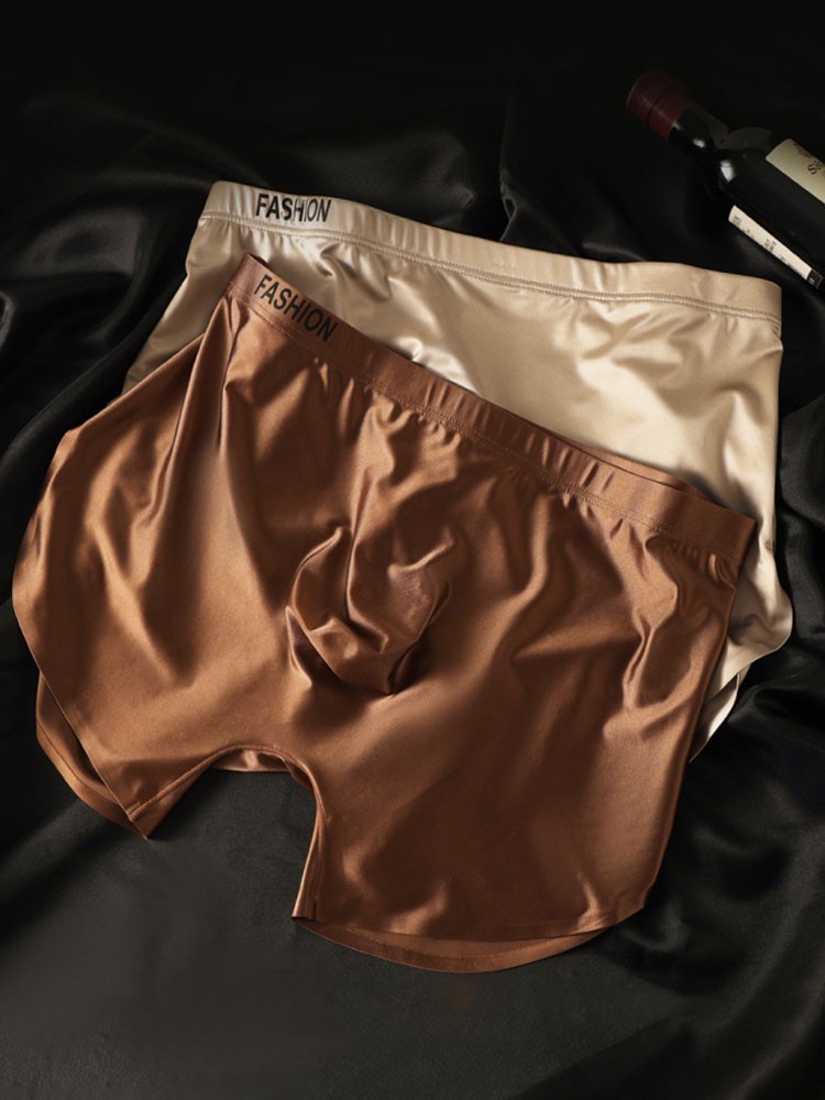 4PCS Men’s Ice Silk Underwear Breathable Boxer Shorts Seamless Satin Soft Briefs