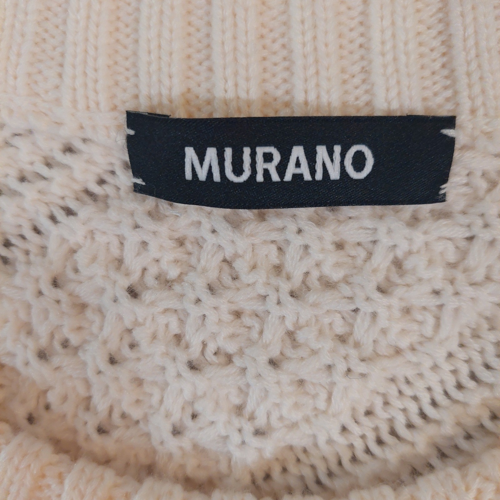 Murano Mens Cream Cable Knit Merino Wool Blend Sweater XL Inflorescence
