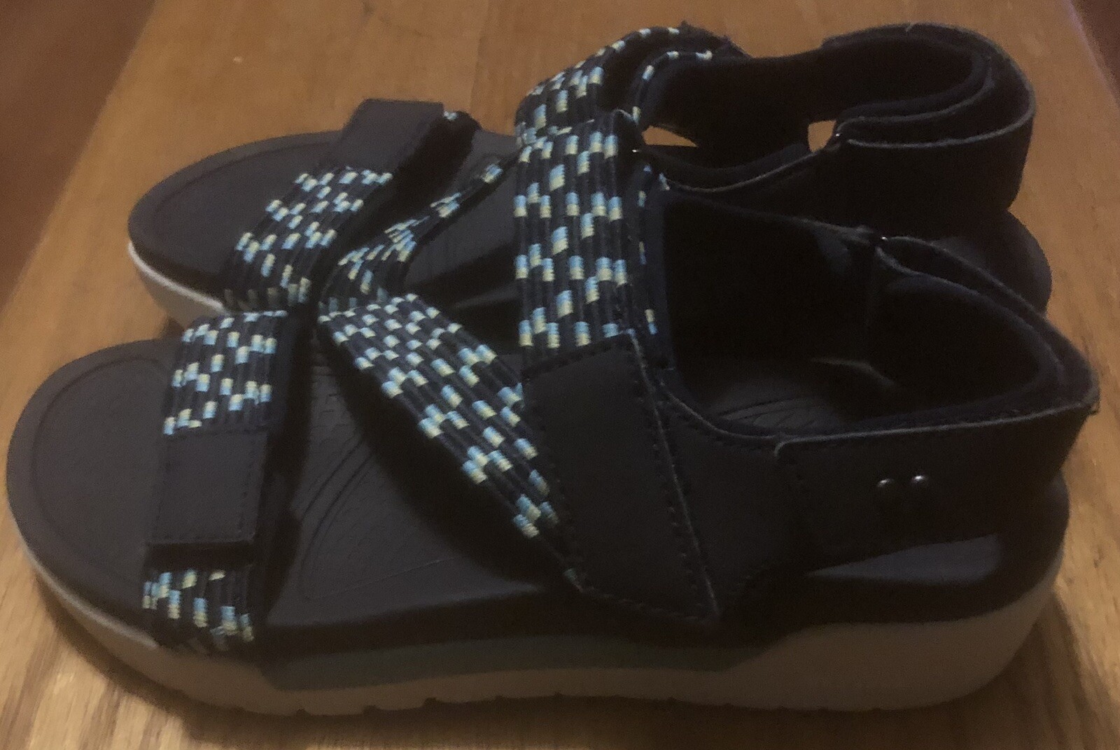 Ryka Womens Rowana Elastic Gore Slingback Sandals Hook Loop Navy Blue 6M NWOT!
