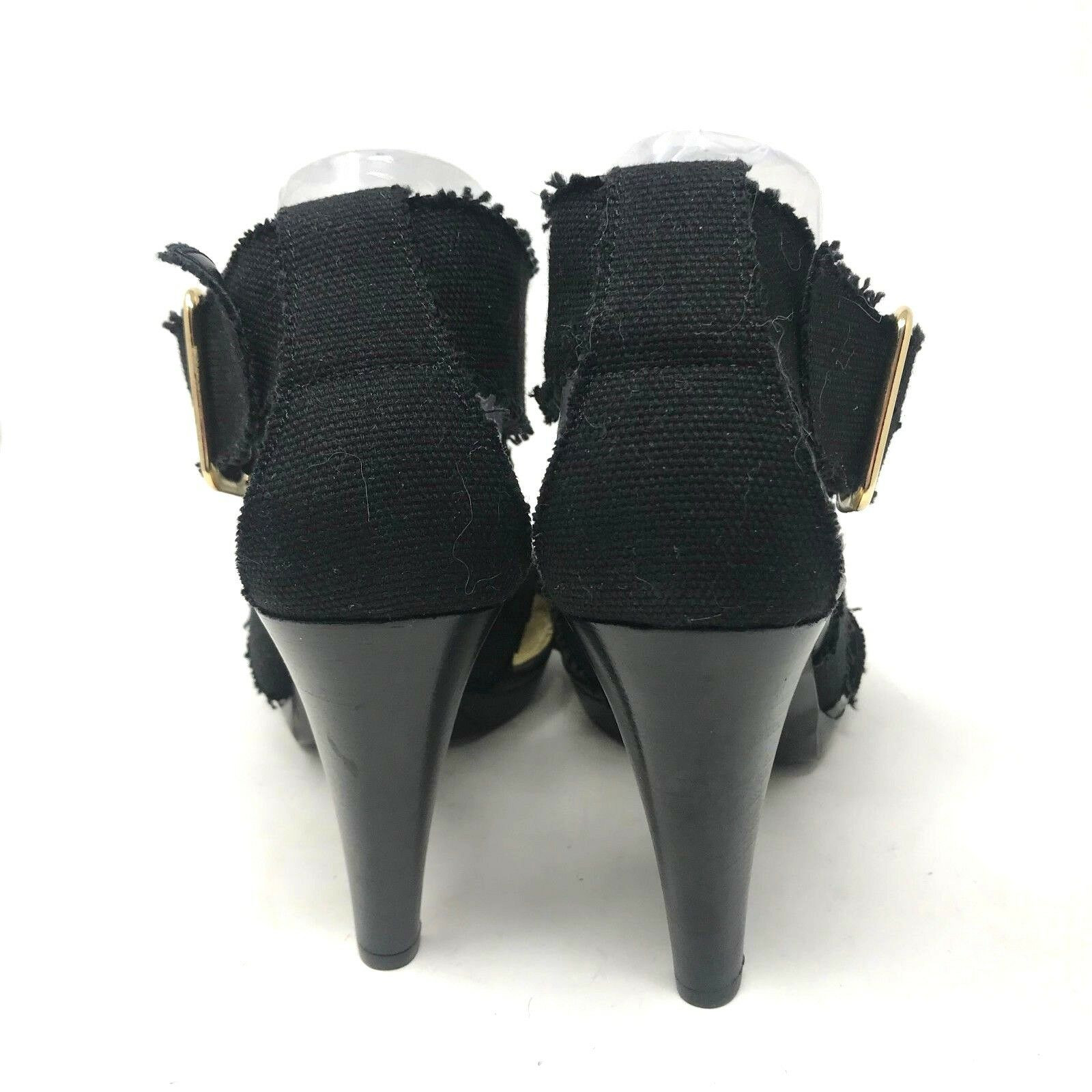J Crew Strappy Open Toe Heel Womens 10 Black Elastic Fabric Agnyss Pump Sandal