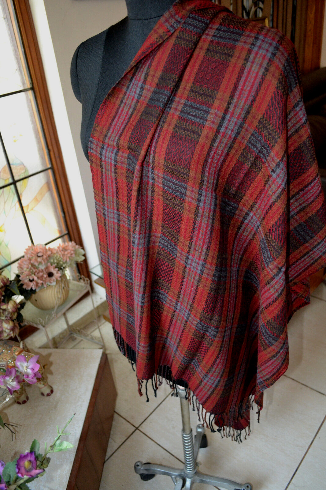 SOBRE DESIGNER PLAID CHECK 100% CASHMERE PASHMINA SHAWL/WRAP : 7 DESIGN CHOIC