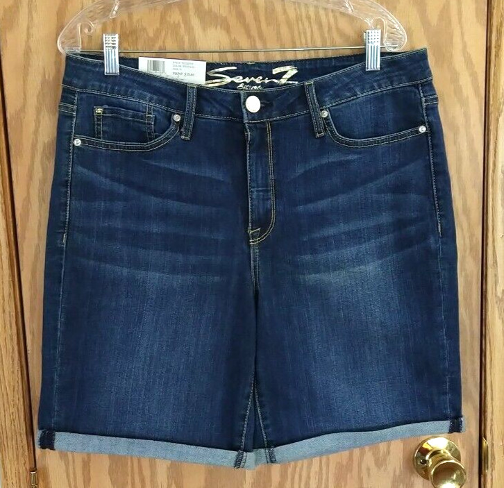 Seven7 Women’s Soft Stretch Rolled Hem Sunset Bermuda Short Size 16 NEW