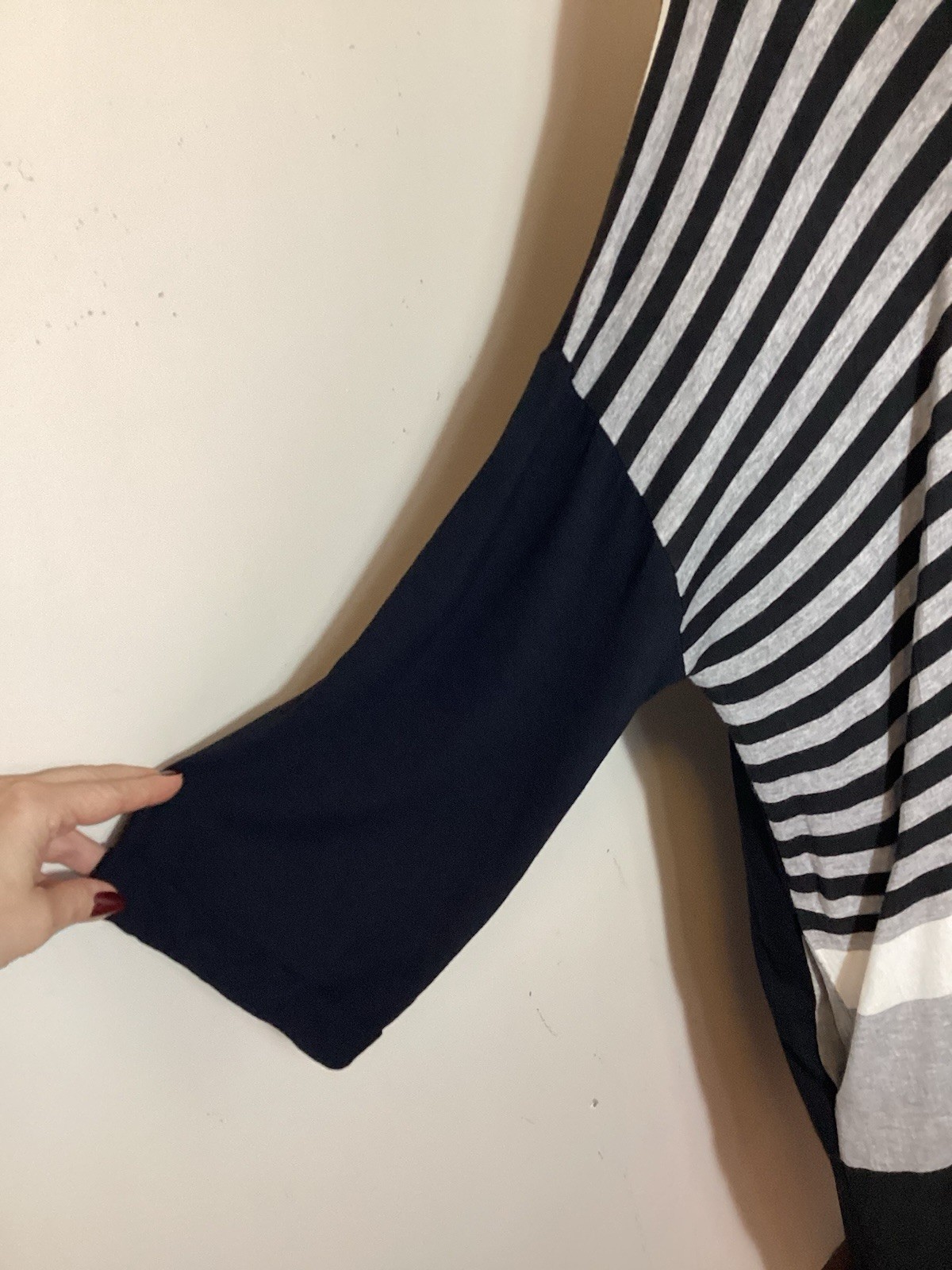 Alembika Contrast Stripe Midi Knit Dress M (12/14) Lagenlook Oversized Minimal