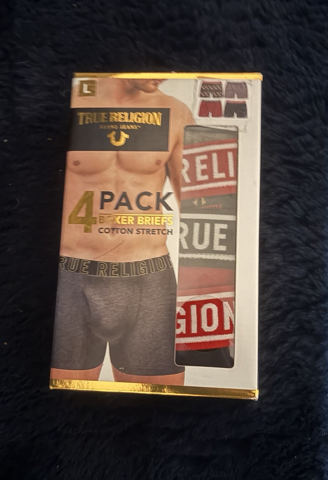True Religion Men’s Boxer Briefs 4-Pack Cotton Stretch Underwear Size M New