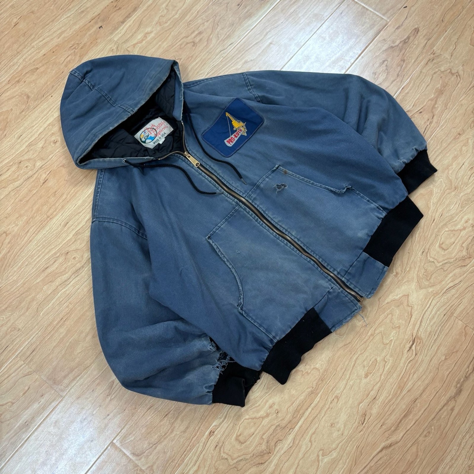 Vintage Ozark Mountain Apparel Quilted Lined Canvas Hooded Work Jacket