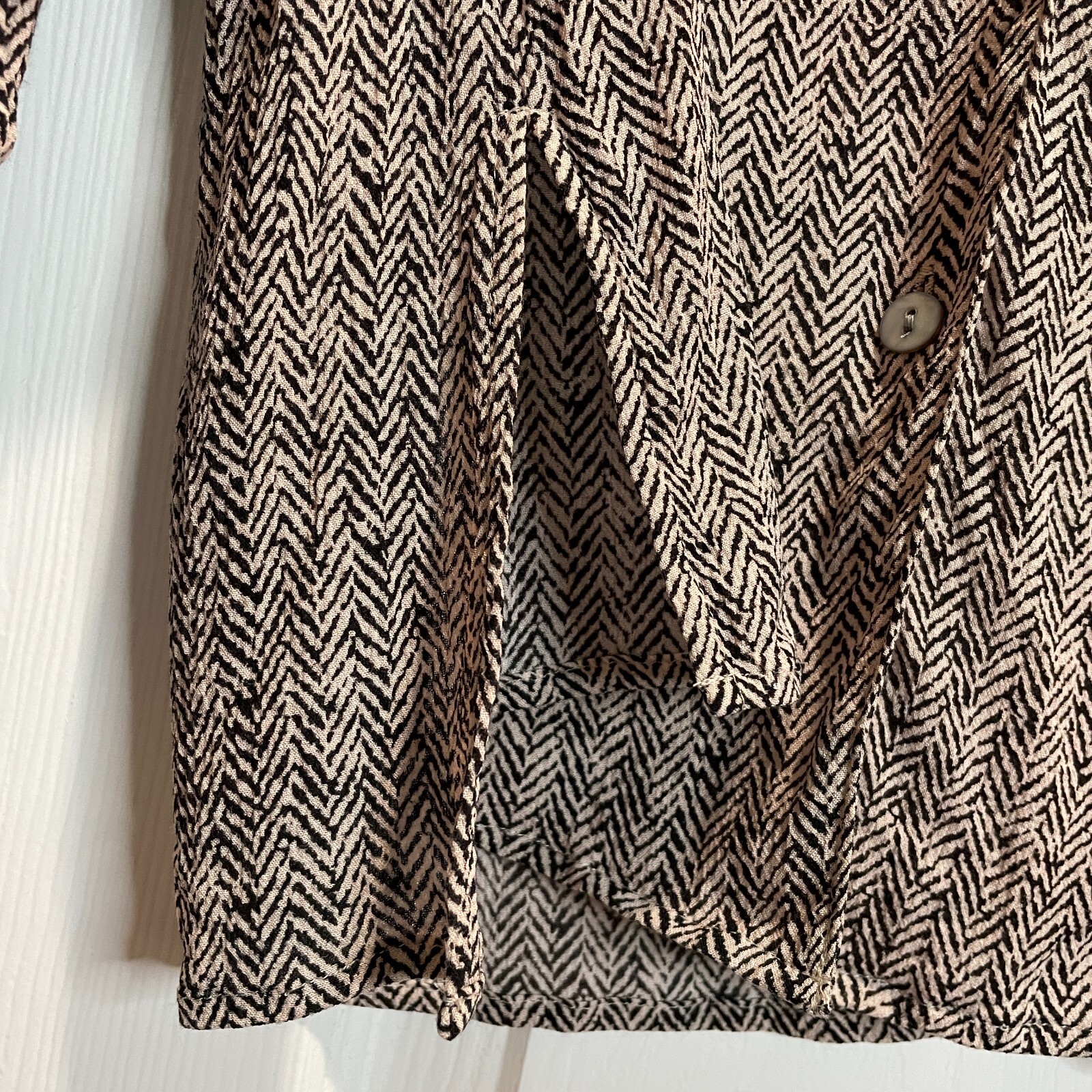 J Jill Med Petite Blouse Brown Herringbone Feminine Ruffle Cuff English Country