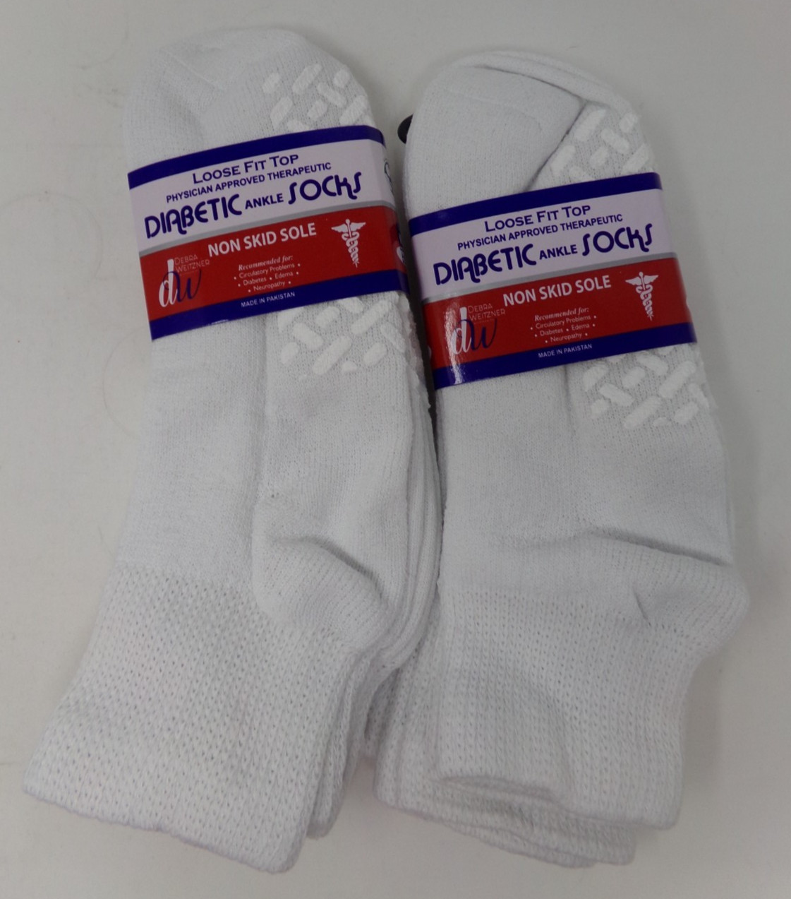 6 Pair Debra Weitzner NON SKID SOLE Diabetic Crew Socks Loose Fit-Size M 9-11